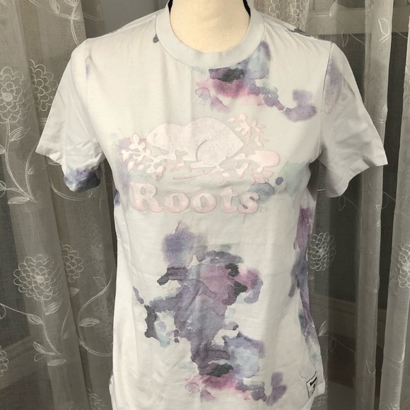 Roots Tops - 🎄 Roots watercolour T-shirt  SZ S purple/blue